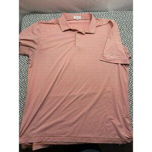 Peter Millar Summer Comfort Mens XXL Coral Stripe Polo Shirt 92% Polyester 8% Sp